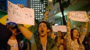 One of many protests in Brazil that occurred during the time of the Confederations Cup.