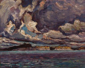 The artwork of the Group Of Seven, like the Sketch Of The Lovely North as seen above, is looked at and tracked over a trip through a group of people in Painted Land.