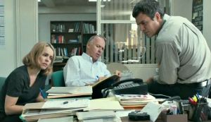 Spotlight stars Rachel McAdams, Michael Keaton and MArk Ruffalo as journalists ready to settle the score.